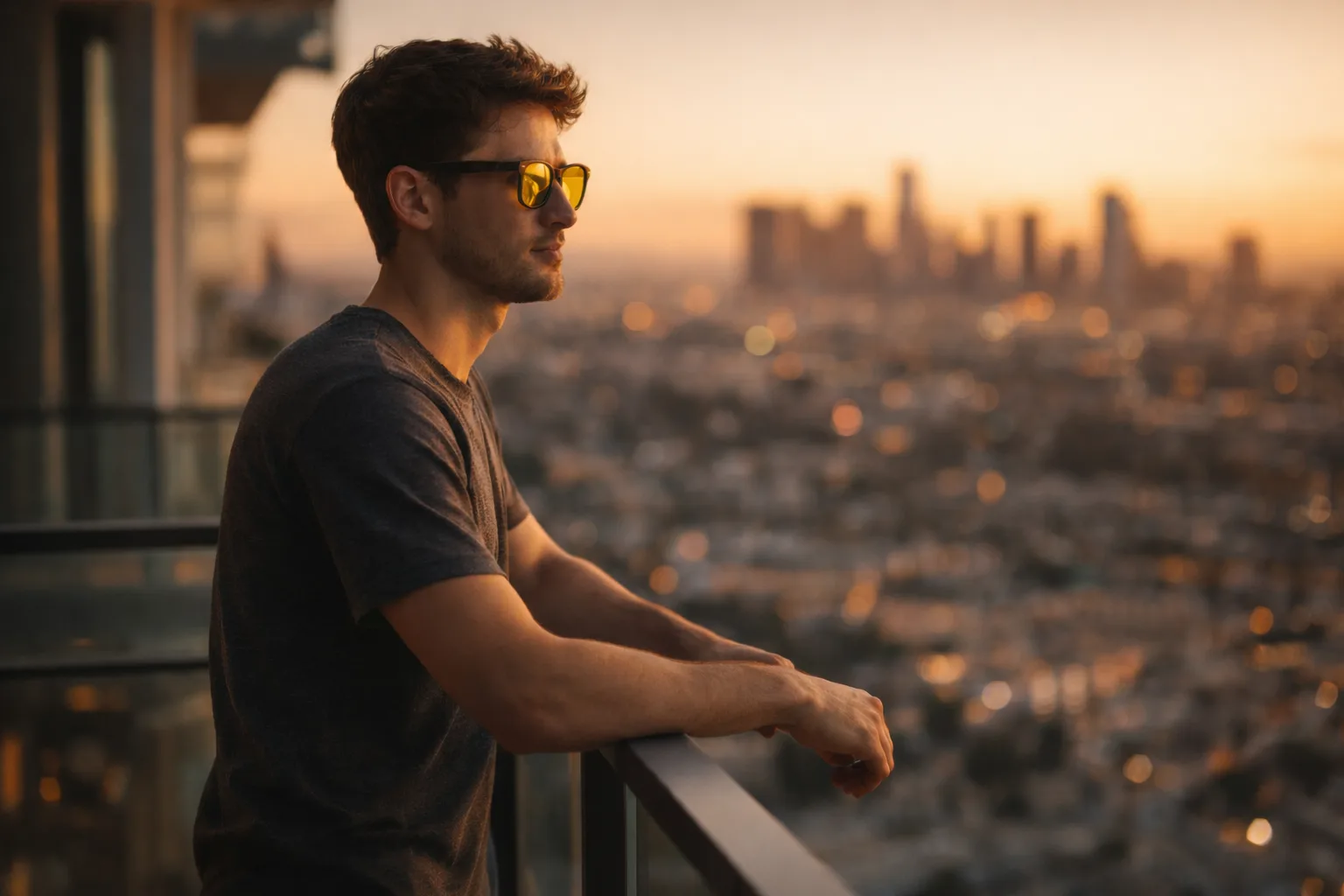 Person looking at screens with tired eyes