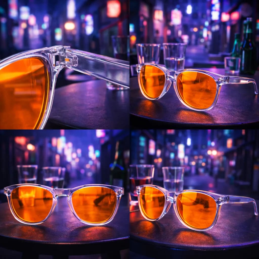 Close-up of orange tinted lens