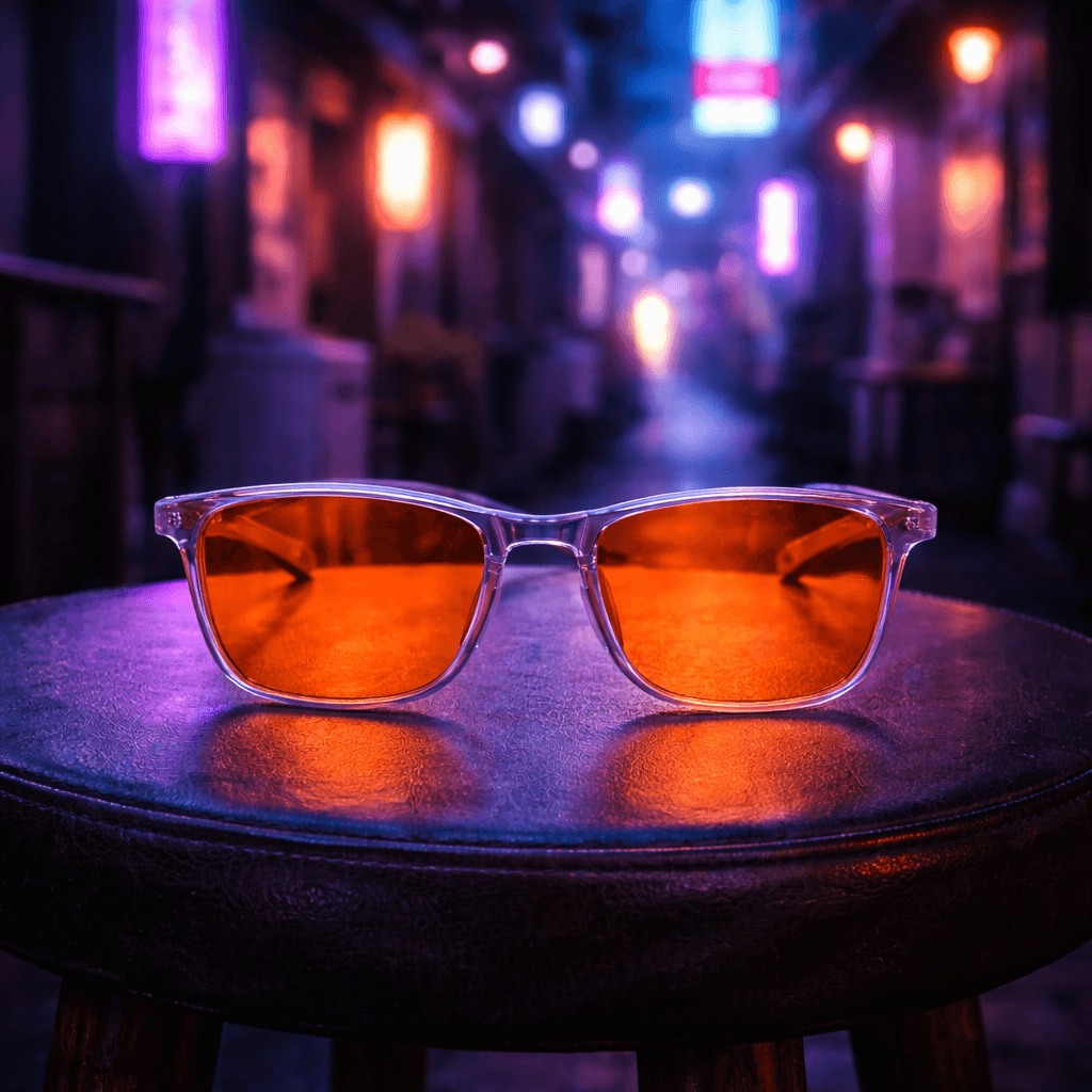 Orange Lens — Clear Frame